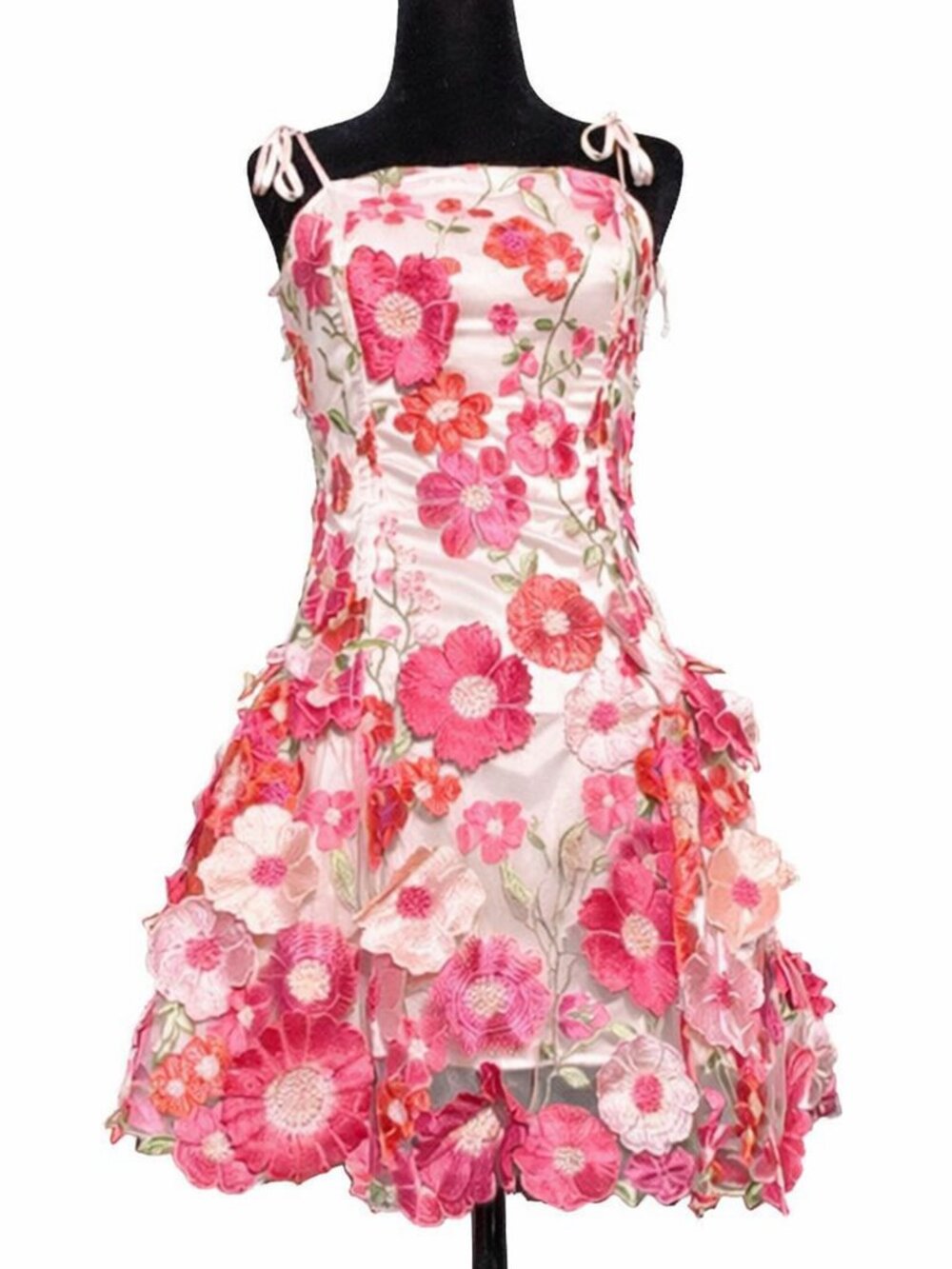 Sugar Thrillz Pink Spring Floral 3D Appliqué Festive Party Cocktail Dress Size S
